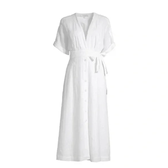 Equipment Femme White Linen Nauman Dress Size 10 NWT - Picture 1 of 11